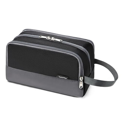 Yeiotsy Toiletry Bag - Travel Dopp Kit with Mesh Pockets, Compact Organizer for Gym, Camping, Hiking (Black) - color: Black