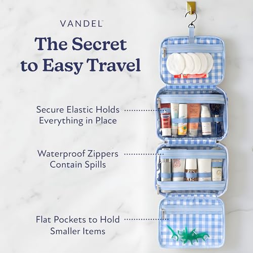 VANDEL Waterproof Hanging Toiletry Bag [TSA-Approved] Cosmet Travel Bag - color: Blue Gingham