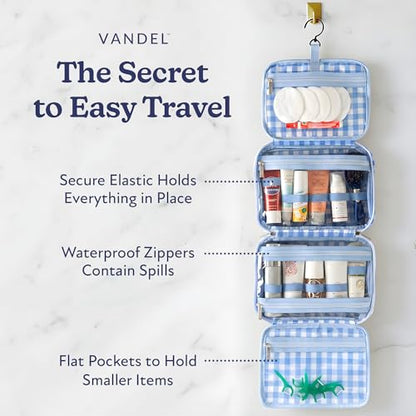 VANDEL Waterproof Hanging Toiletry Bag [TSA-Approved] Cosmet Travel Bag - color: Blue Gingham