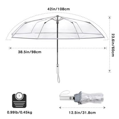 G4Free Small Clear Umbrella for Rain, 42 Inch Women and Men Use