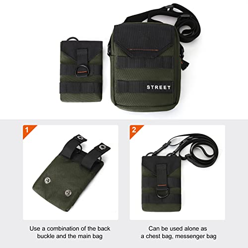 Small Crossbody Bag for Men, Mini Messenger Bag Shoulder Bag for Phone Passport - color: M-green