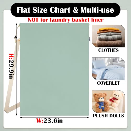 Canvas Laundry Bag with Shoulder Strap & Drawstring, 23"W x 29"H, MintGreen - color: Mint Green