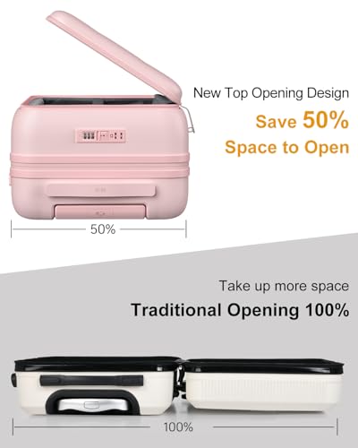 MGB Large Checked Luggage, 26 Inch PC Hardside Scratch Resistant Suitcase with Spinner Wheels, Top Opening Expandable Hardshell Suitcase with TSA Lock for Travel & Business - color: Peach Pink, size: 26 Inch - Checked