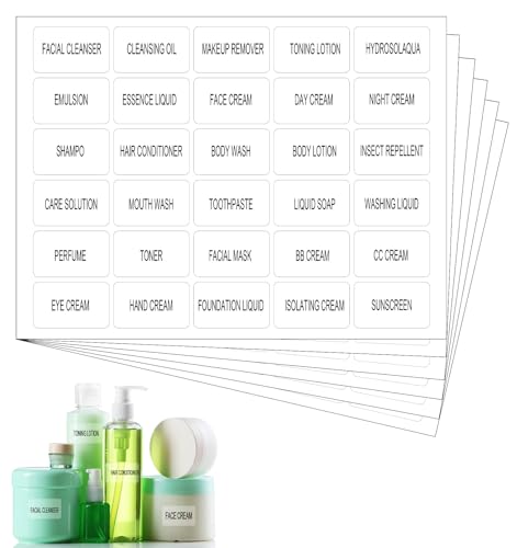 6 Sheets Travel Labels for Toiletries, Toiletry Labels Waterproof Travel