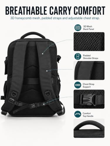 Vacuum Compression Travel Backpack, Black, Fits 17-Inch Laptop - color: Black
