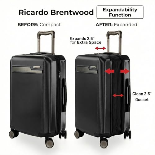 Ricardo Beverly Hills Brentwood Hardside Luggage Collection – Expandable Suitcases with Wheels and TSA Lock, 21" Carry-on & 29" Large Check-in, 2-Piece Set, Onyx - color: Onyx, size: 2-Piece Set (21" Carry-on & 29" Large Check-in)