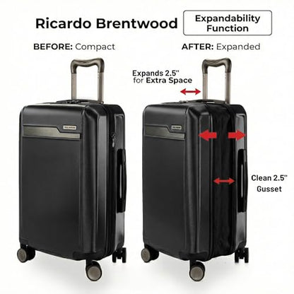 Ricardo Beverly Hills Brentwood Hardside Luggage Collection – Expandable Suitcases with Wheels and TSA Lock, 21" Carry-on & 29" Large Check-in, 2-Piece Set, Onyx - color: Onyx, size: 2-Piece Set (21" Carry-on & 29" Large Check-in)