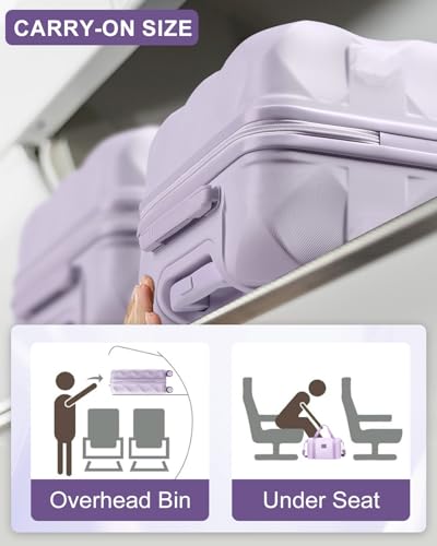 Somago Luggage Sets 2pcs, Hardside 20"/24" with Duffle & Toiletry Pouch - color: Light Purple, size: 4 Pieces Set (20/24/DB/TB)