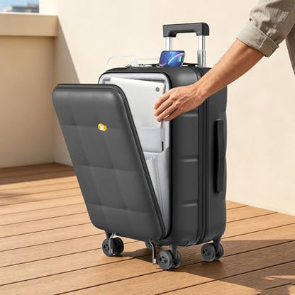 MGB Hardshell Carry on Luggage with Front Compartment, 20"- Charcoal Grey - color: Charcoal Grey, size: Carry-On 20 inch
