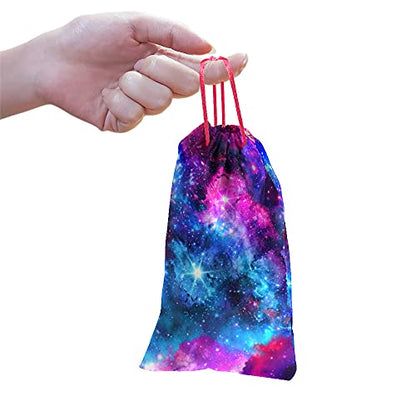 WIRESTER Set of 3 Polyester Sunglasses Pouch, Eyeglasses Soft Case with Drawstring Closure - color: Blue Purple Galaxy Nebula