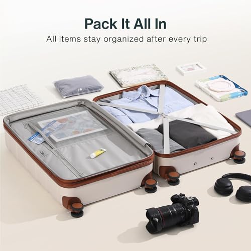 Vipbox Carry On Luggage 20 Inch Hardside PC Travel Suitcase, White - color: Elegant White, size: 20 inch