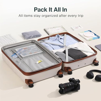 Vipbox Carry On Luggage 20 Inch Hardside PC Travel Suitcase, White - color: Elegant White, size: 20 inch