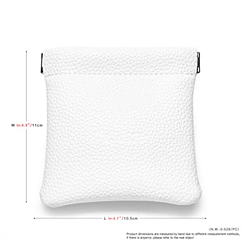 White PU Leather Auto Seal Travel Jewelry Pouch Gift Bag - color: White, size: 4.21"x4.33"