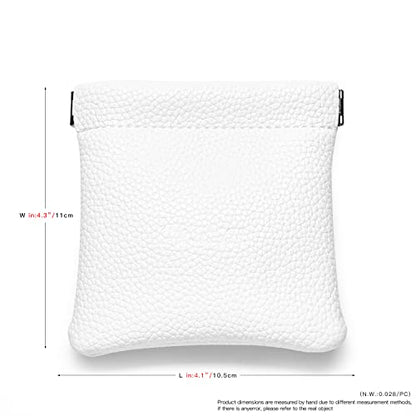White PU Leather Auto Seal Travel Jewelry Pouch Gift Bag - color: White, size: 4.21"x4.33"