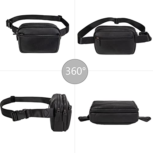 Fanny Packs for Women, Large Vegan Leather Waterproof Belt Bag, Black - color: Black