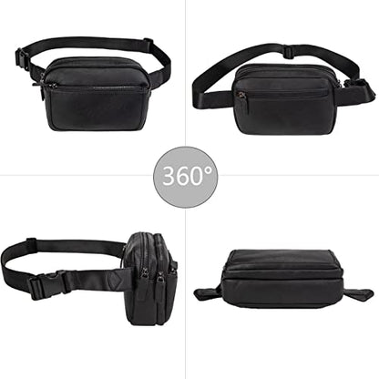 Fanny Packs for Women, Large Vegan Leather Waterproof Belt Bag, Black - color: Black