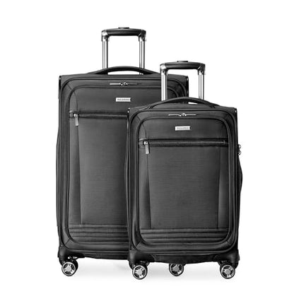 Ricardo Beverly Hills Avalon Softside 2-Piece Luggage Set Made with Sustainable 100% Recycled PET (rPET), Lightweight, Eco-Friendly Travel, Expandable, Dual Spinner Wheels, Black, (20" & 24") - color: Black, size: 2-Piece Set (20, 24)