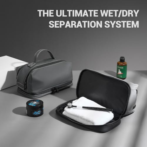 MORK&SUKY Travel Toiletry Bag for Men & Women – Large Capacity Waterproof Shower Bag with Dry Wet Separation & Bottom Pocket – Durable Dopp Kit for Toiletries, Cosmetics, and Gym Essentials (Gray) - color: Gray