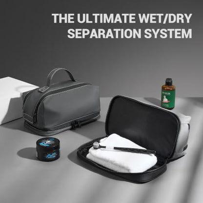 MORK&SUKY Travel Toiletry Bag for Men & Women – Large Capacity Waterproof Shower Bag with Dry Wet Separation & Bottom Pocket – Durable Dopp Kit for Toiletries, Cosmetics, and Gym Essentials (Gray) - color: Gray