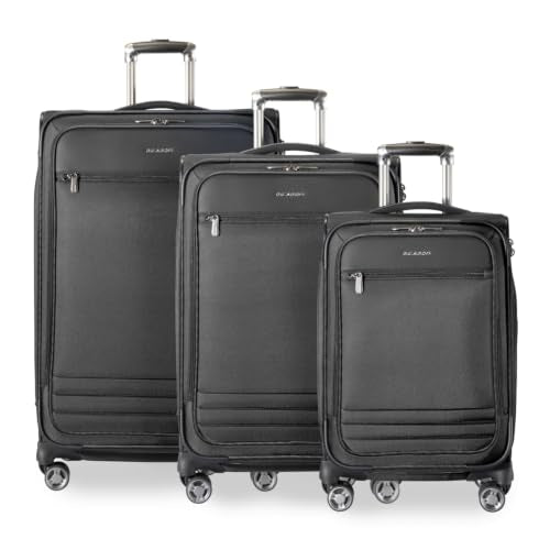Ricardo Beverly Hills Softside 3 Piece Set: 20 Carry-On, 24 Medium, & 28 Large, Lightweight Expandable Luggage, Spinner Wheels, TSA Lock, Telescopic Pull Handle, Ashbury Series, Black - color: Black, size: 3-Piece Set (20, 24, 28)