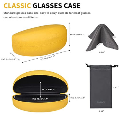 molshine Hard Shell Sunglasses Case,Classic Large Glasses Case for Sunglass,Eyeglasses with Cleaning Cloth,Pouch - color: Lemon Yellow