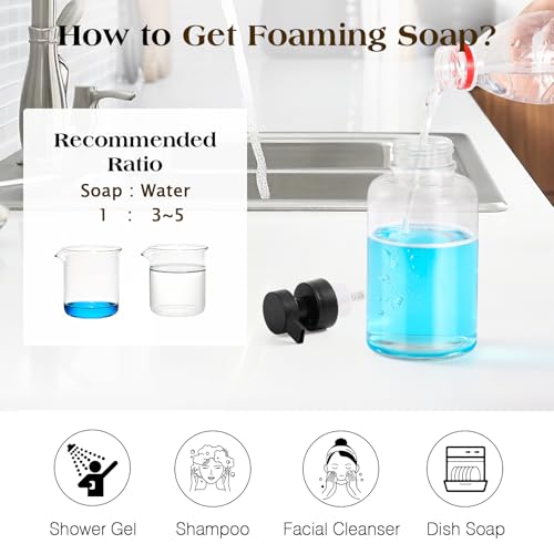 Luxspire Glass Foaming Soap Dispenser 15oz Hand Soap Bottle, Clear, 2 Pack - color: Clear