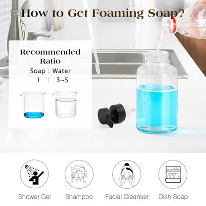 Luxspire Glass Foaming Soap Dispenser 15oz Hand Soap Bottle, Clear, 2 Pack - color: Clear