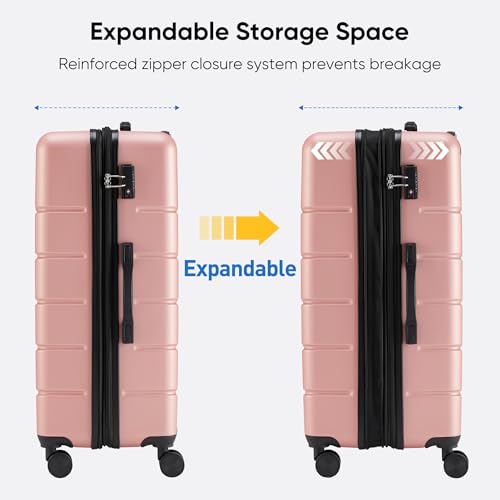 OLIXIS 20 Inch Carry-On Luggage, Hardside Suitcase with Spinner Wheels, Lightweight ABS Hard Shell Travel Luggage, TSA Approved Lock, Expandable Small Suitcase for Business & Travel–Pink - color: Pink, size: 21 IN