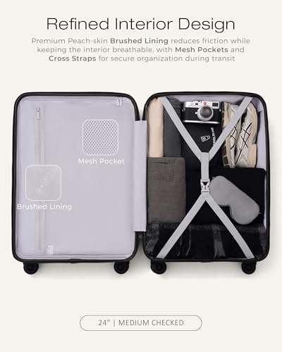 Coolife Luggage 3 Piece Set, Lightweight PC Hardside Suitcases, 20/24/28 - color: Black, size: 3-Piece Set (20/24/28)