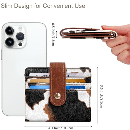 Small Wallets for Women Slim Minimalist Bifold Credit Card Holder - color: Cow Print