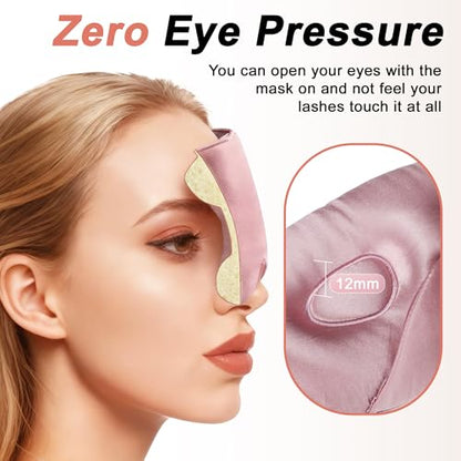 VOCOSTE 3D Silk Sleep Mask with Travel Pouch, Bean Pink - color: Bean Pink
