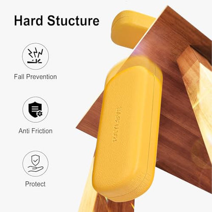 RayLove Glasses Case Hard Shell Eyeglass Case with Cleaning Cloth, PU Leather Protective Eye Glass Cases Fits Most Sunglasses - color: Yellow Yellow
