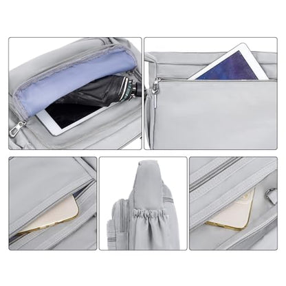 Crossbody Bag for Women Waterproof Shoulder Bag Multi Pockets Nylon Purse - color: Lightgray-l
