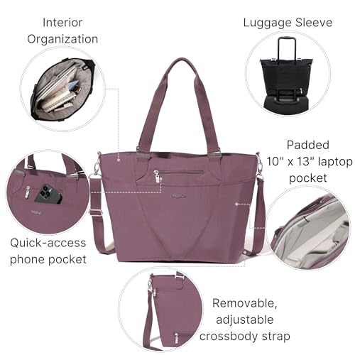 Baggallini Avenue Tote - 12x18 Laptop Tote Bag for Women - Lightweight Work Travel Carry On Bag - color: Misty Purple