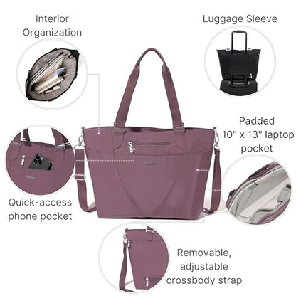 Baggallini Avenue Tote - 12x18 Laptop Tote Bag for Women - Lightweight Work Travel Carry On Bag - color: Misty Purple