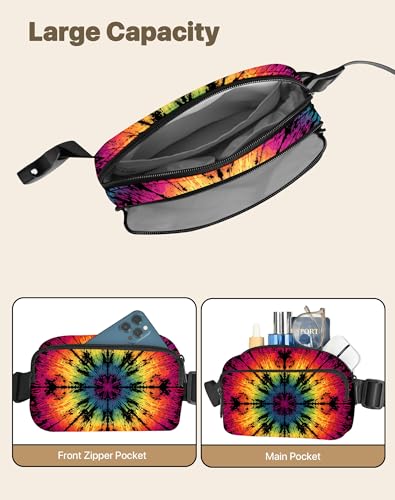 Tie Dye Fanny Pack Travel Belt Bag Waterproof Small Crossbody Bags for Women Waist Pouch for Running Hiking Cycling - color: Dark Red