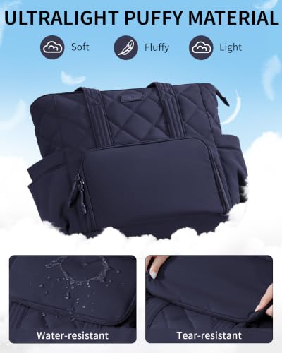 Bagstellar Lunch Tote Bag for Women, 3 in 1 Work Bag with Lunch Compartment - color: Navy Blue