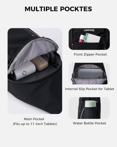 Crossbody Sling Bag, Lightweight Travel Sling Backpack with RFID Blocking - color: Black