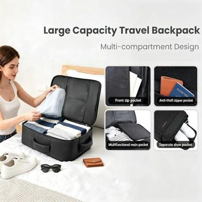 Carry On Backpack TSA Flight Approved, 50L Big Travel Backpack for Men - color: Black, size: 2X-Large(20"x14"x10")