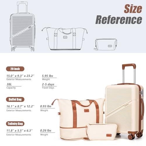 Cosbarn Carry On Luggage,3 Piece Carry On Suitcase,22x14x9 Airline Approved - color: Dark Blue, style: Carry on Luggage With Duffel Bag