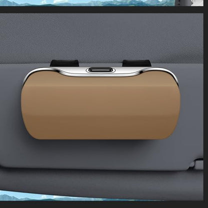 Zipelo 7.09 x 2.56 Inch Car Sun Visor Sunglasses Case, Beige - color: Beige