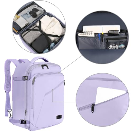 MATEIN Light Purple Carryon Backpack, 40L Airplane Approved Travel Backpack - color: Light Purple, size: X-Large