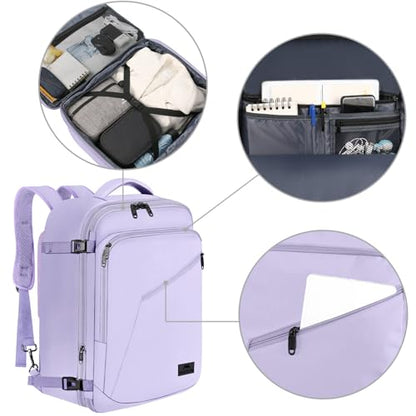 MATEIN Light Purple Carryon Backpack, 40L Airplane Approved Travel Backpack - color: Light Purple, size: X-Large