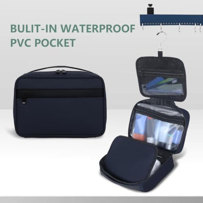 Toiletry Bag Men Women Hanging Foldable Cosmetic Organizer,Blue - color: Blue