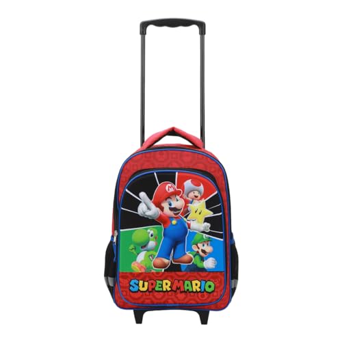 Bioworld Super Mario Bros 16 Retractable Trolly Backpack with Rolling Wheels - color: SMB Retractable