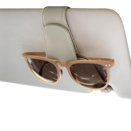 Magnetic Leather Car Sunglass Holder, Visor Sunglasses Holder Clip, 1 Pack - color: White