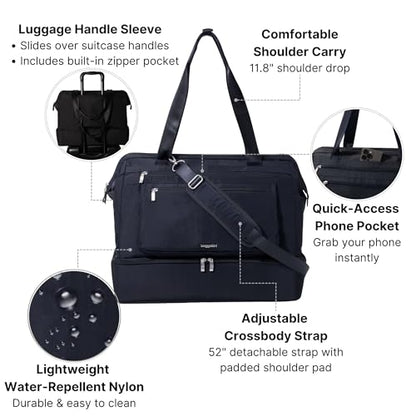 Modern Weekender - Lightweight 18"x15.7"x9.4" Duffel Carry-on Travel Bag for Women - color: French Navy