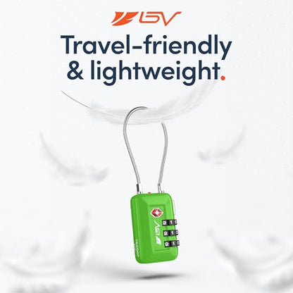 BV Luggage Locks TSA Accepted, Travel Sentry Approved 3-Digit Combination Suitcase Locks with Open Alert & Flexible Cable for Travel, Backpacks, Lockers, Cases, Green, 2 Pack - color: Green 2-Pack