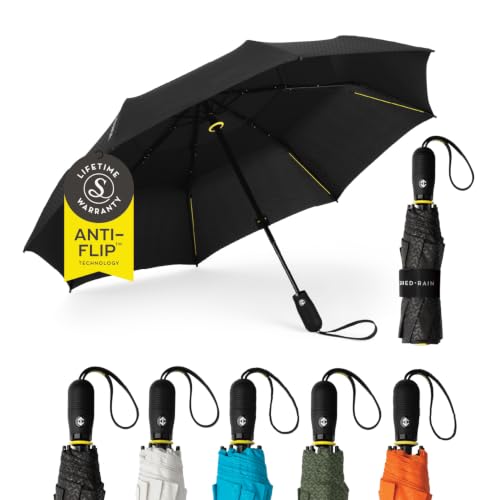 ShedRain Vortex Windproof Compact Travel Umbrella, Auto Open Close - color: Vex Black 43"Arc