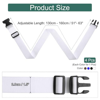 uxcell 4 Pcs Luggage Straps for Suitcases Luggage Connector Strap Buckle - color: Black/White/Navy Blue/Dark Brown